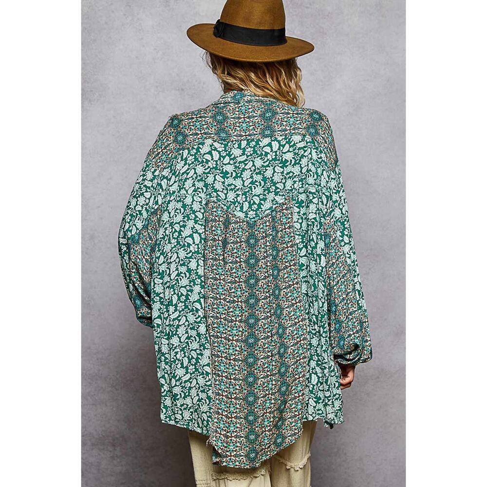 POL Teal Paisley Oversized Shirt - Picture 3 of 4